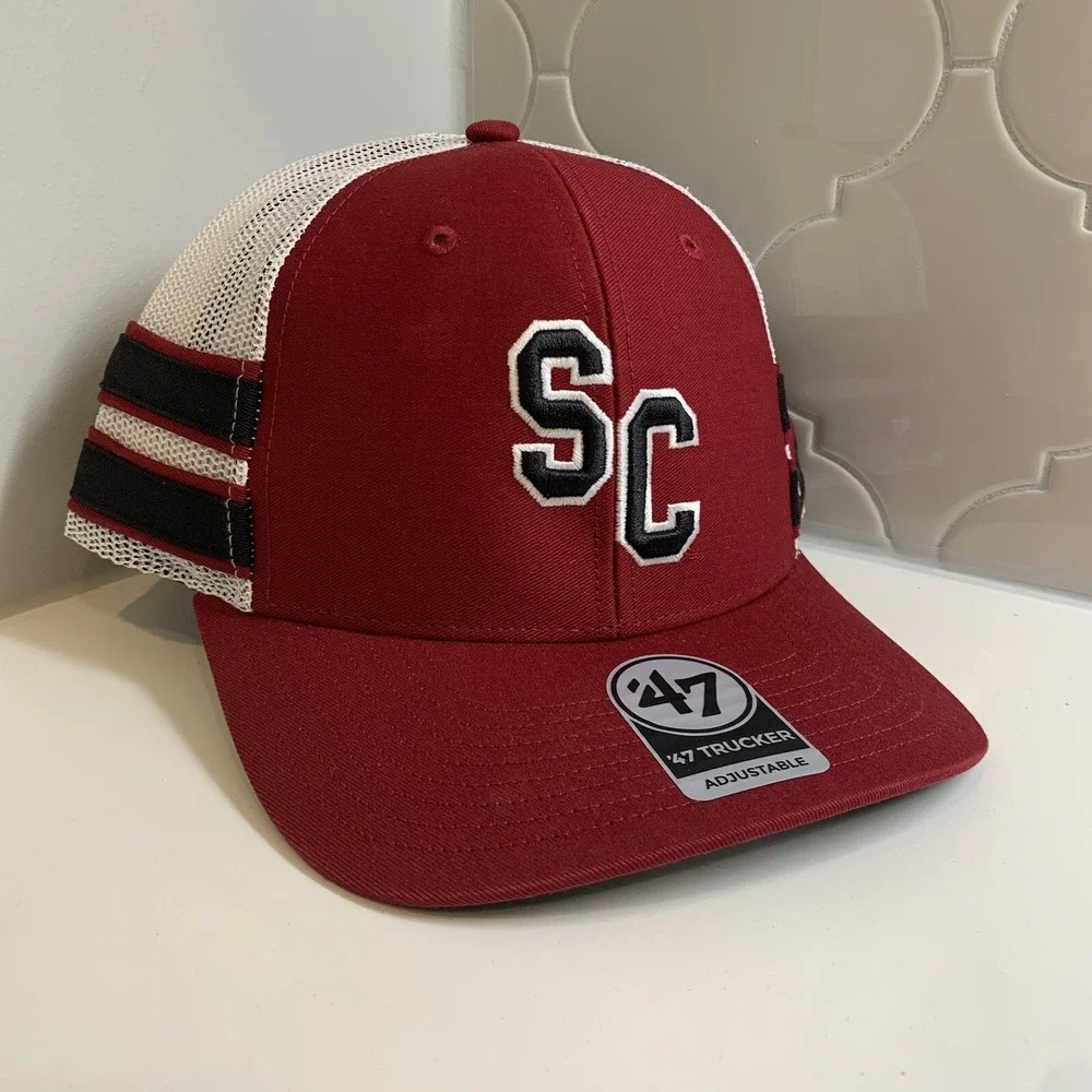 '47 Brand South Carolina Gamecocks NCAA Straight 8 Trucker Snapback Hat Cap OSFM